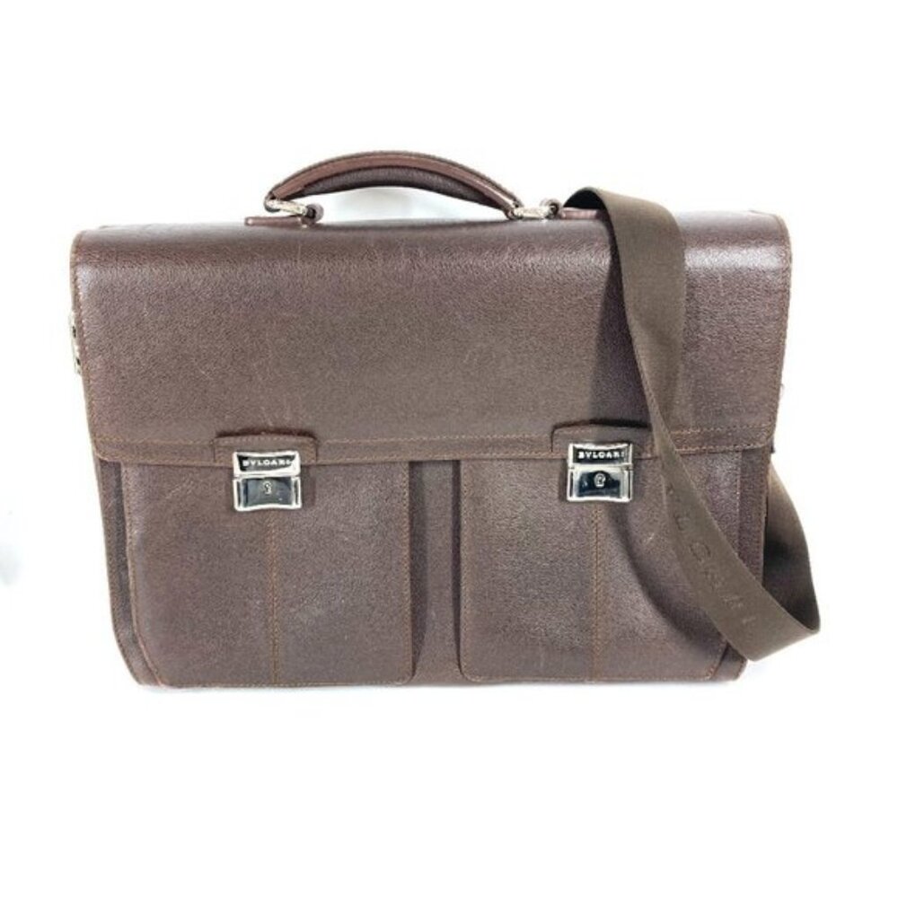 Bvlgari 2WAY brown crossbody laptop messenger bag